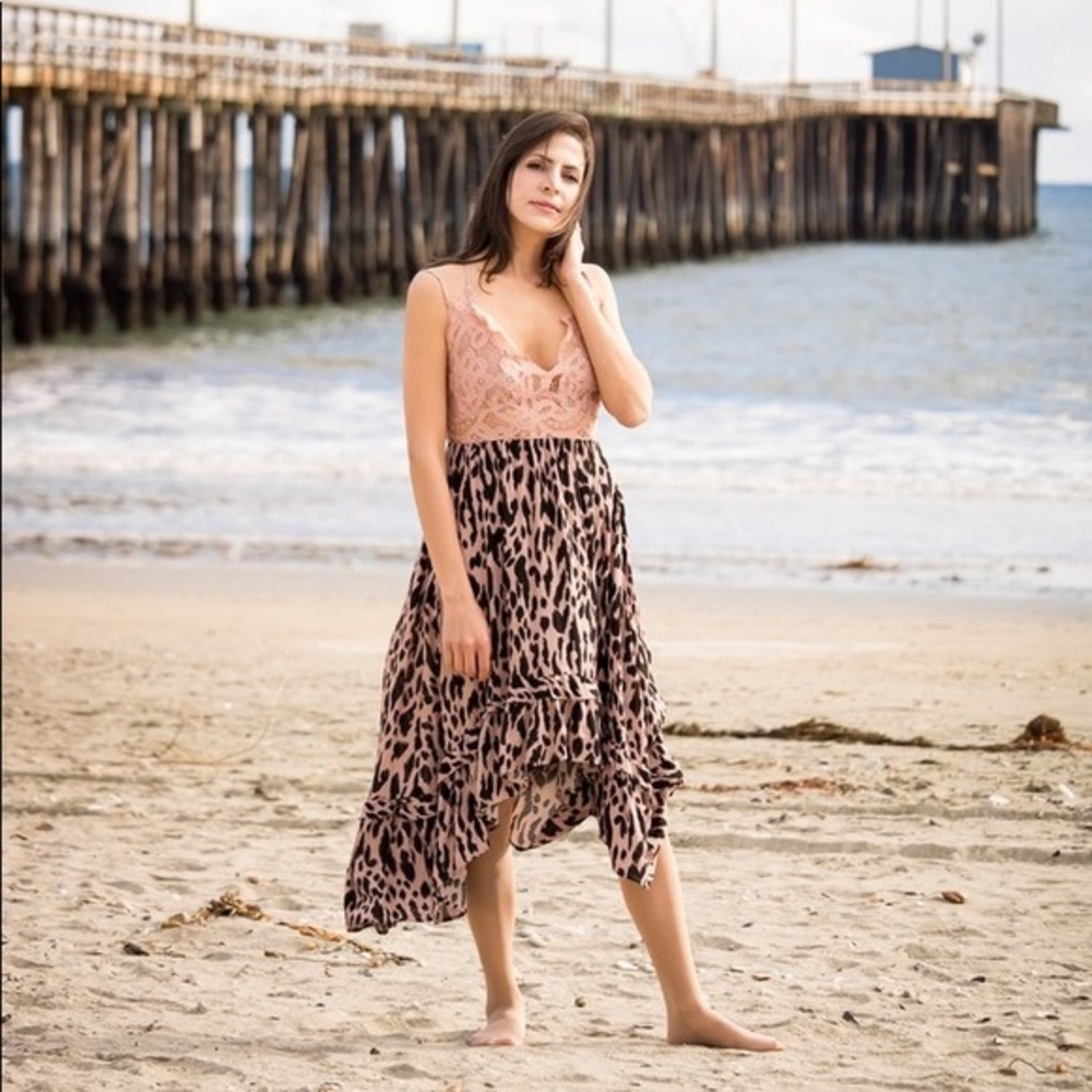 Animal Print Breezy Ruffle Midi Dress